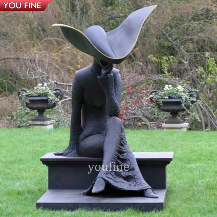 YOUFINE ブロンズ製抽象女性像 モダンな帽子をかぶった女性像