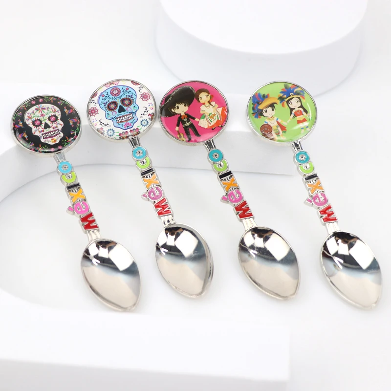 Custom Logo Epoxy Sticker Photo Frame Shaped Metal Souvenir Spoon