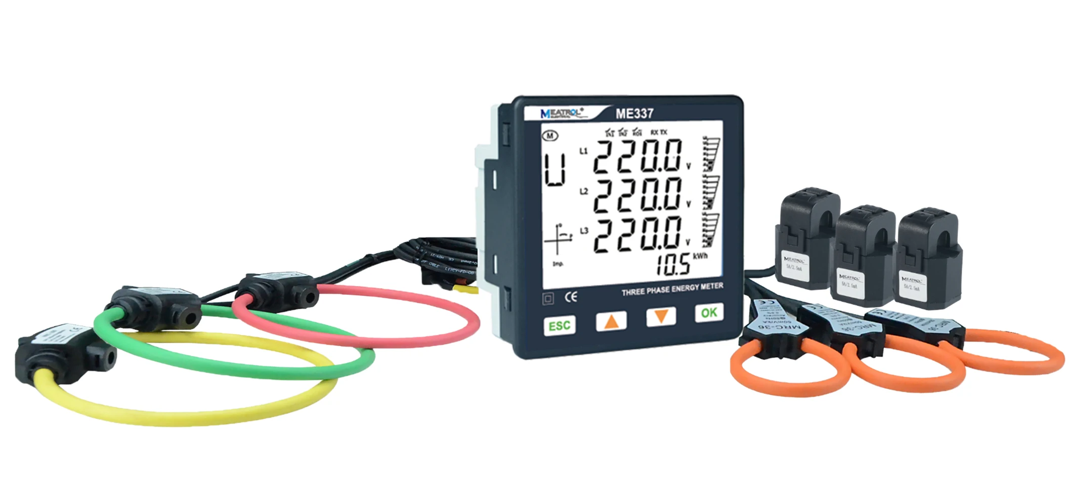 ME337 Smart Digital Power Meter Top Chip Stable Function Panel Mounted Visual Meter Current Voltage 3 Phase RS485 Communication