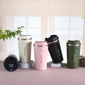 Smart Temperature Display Coffee Cup Double Wall Vacuum Travel Office Stainless Steel Coffee Mug With Lid