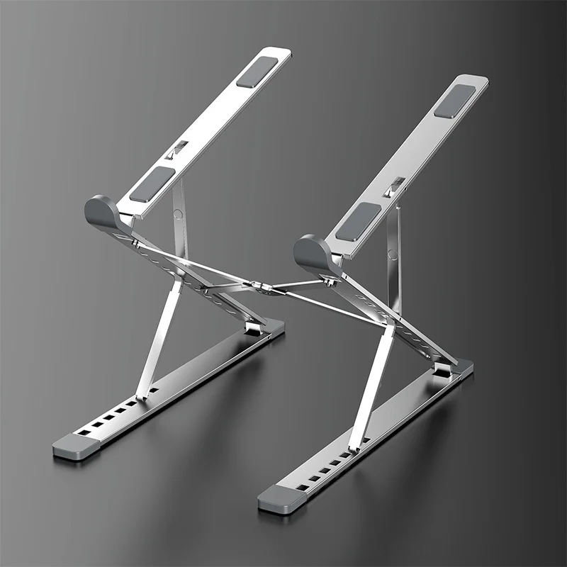 Double 7-Level Adjustable Portable Aluminum Laptop Stand Suitable for Laptops and Tablets Ranging From 10 Inches to 17 Inches.