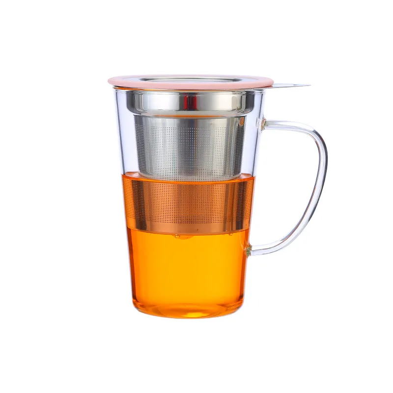 Custom Tea Infuser Glass Mug With Tea Infuser And Silicone Lid Taza De