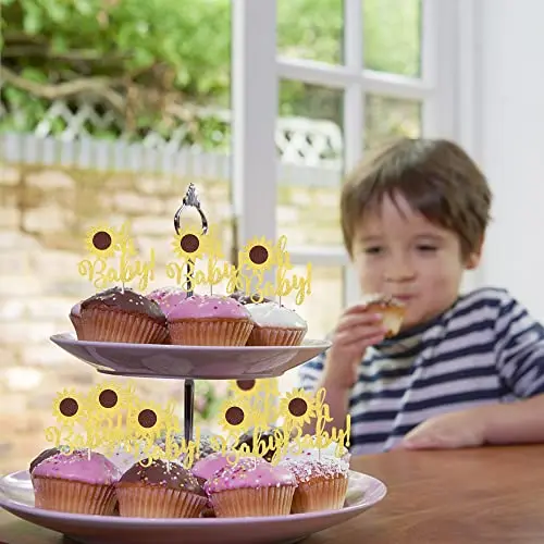 Baby Shower Decorations with Gold Glitter Sunflower Oh Baby - Main Image