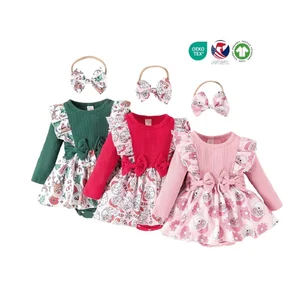 Baby Christmas Clothes Cotton Romper Toddler Rompers One Pieces Playsuits Jumpsuit 2PCS Plain Baby Rompers