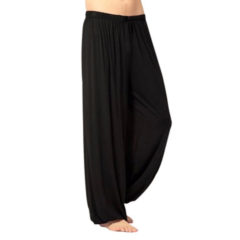 Men Yoga Pants Solid Color Casual Baggy Trousers Belly Dance Slacks Harem Pants