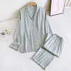 Satin Solid Color Women's Long Suit - Light Green