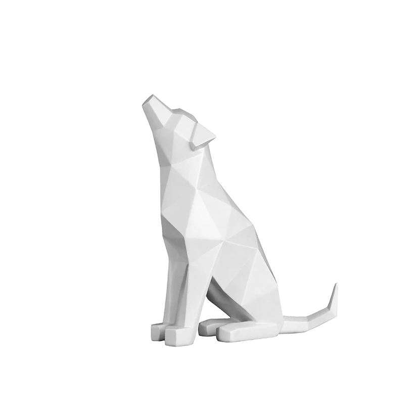 Resin Dog Statue Home Decoration Table Top White Wholesale Modern Multi-faceted Pure for Home SCULPTURE Home Decor Animal