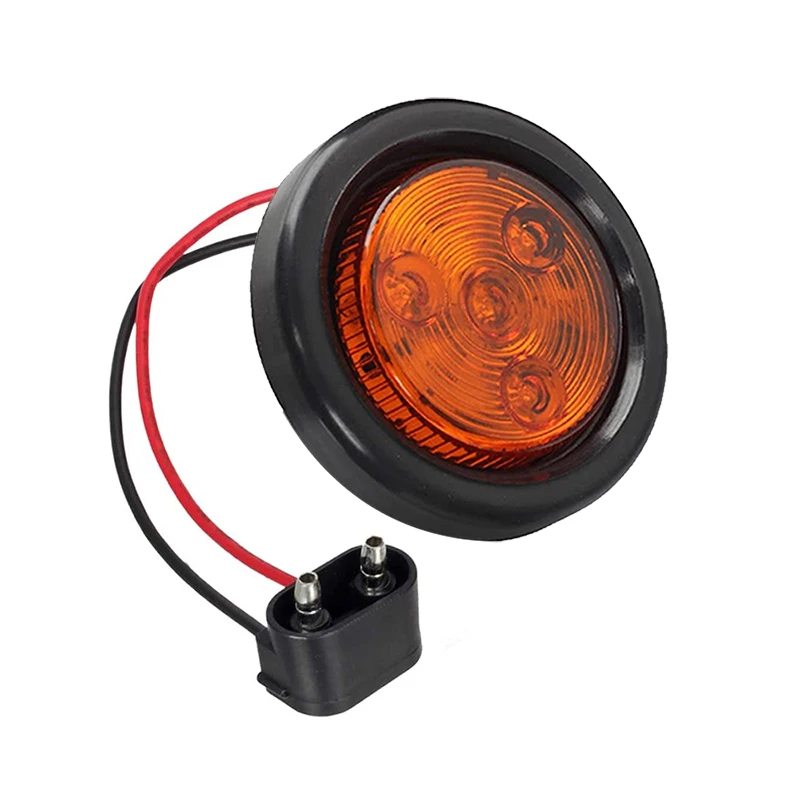 2-Inch LED Round Side Marker & Clearance Tail Light – 12V For Trucks & Trailers, Grommet Mount, 7 LEDs