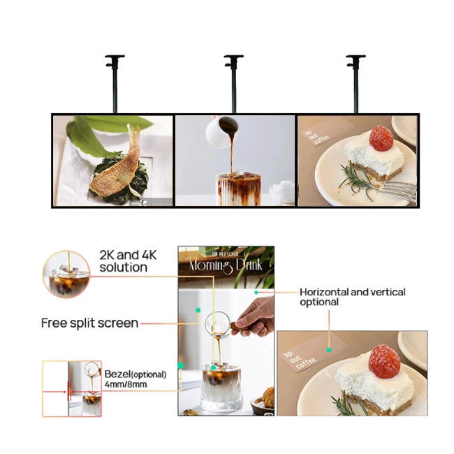 Hanging Wall Mounted 8mm TFT Screen 32inch Restaurant LCD Advertising Display Digital Signage Menu Board