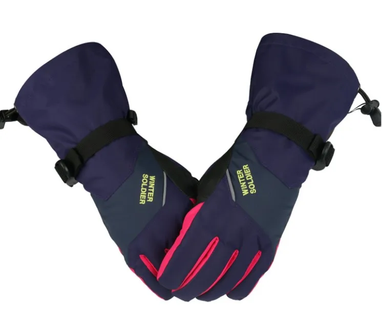 Оптовая продажа, Неоновые Теплые ветрозащитные и водонепроницаемые зимние лыжные перчатки для мужчин и женщин
