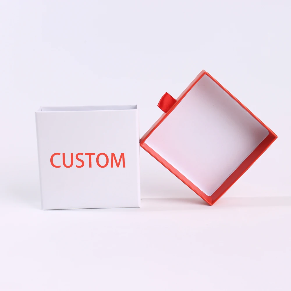 صندوق هدايا خشبي قابل للتخصيص مع شعار لمجوهرات صندوق الرسم مع بطاقة شكر ورقية مع درج منزلق لتعبئة المجوهرات