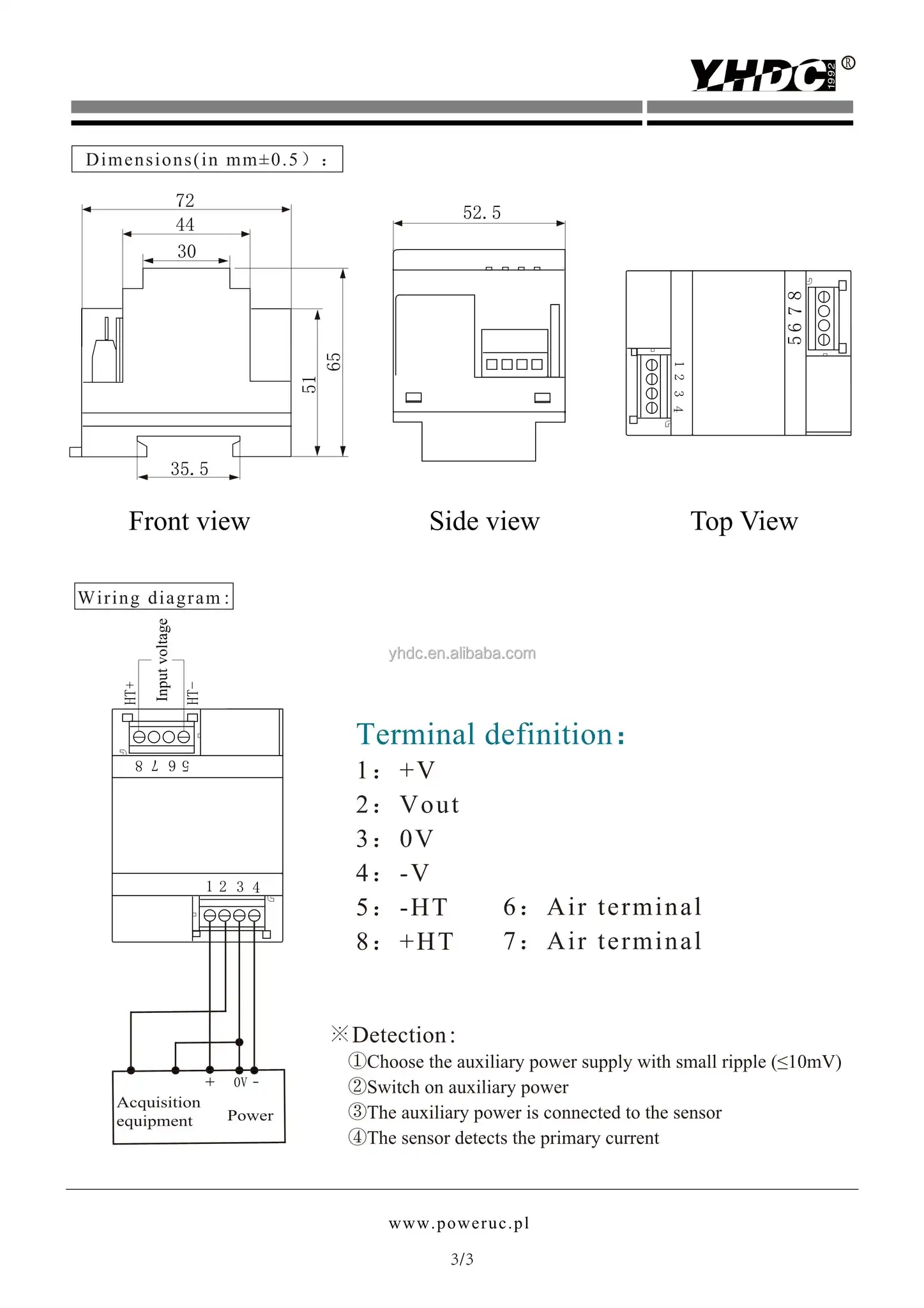 Din Rail Electric Voltage Sensor Hv4825 50v To 500v - Buy Voltage ...