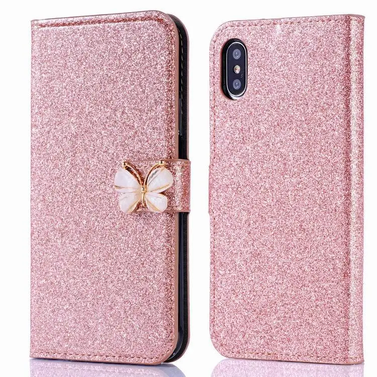 Fashionable Butterfly Shiny Glitter Women Wallet Flip Phone Case For Iphone 11 Iphone 11 Pro Iphone 11 Pro Max Buy Hot Selling For Iphone Case Girl 11 Pro Phone Accessories Cell