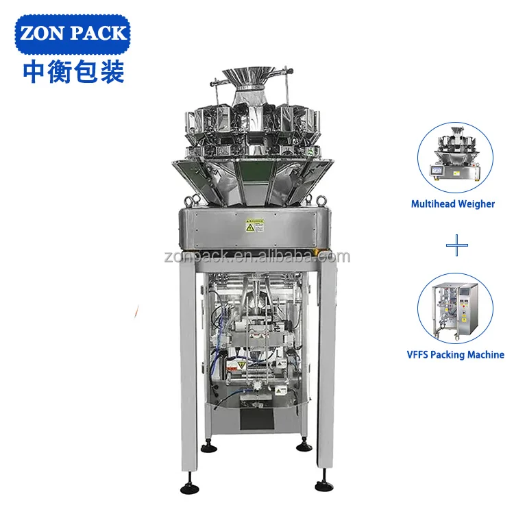 Fully Automatic Salad Weighing Machine 10 14 Mini Multihead Weigher Packing Machine for Nuts Chips
