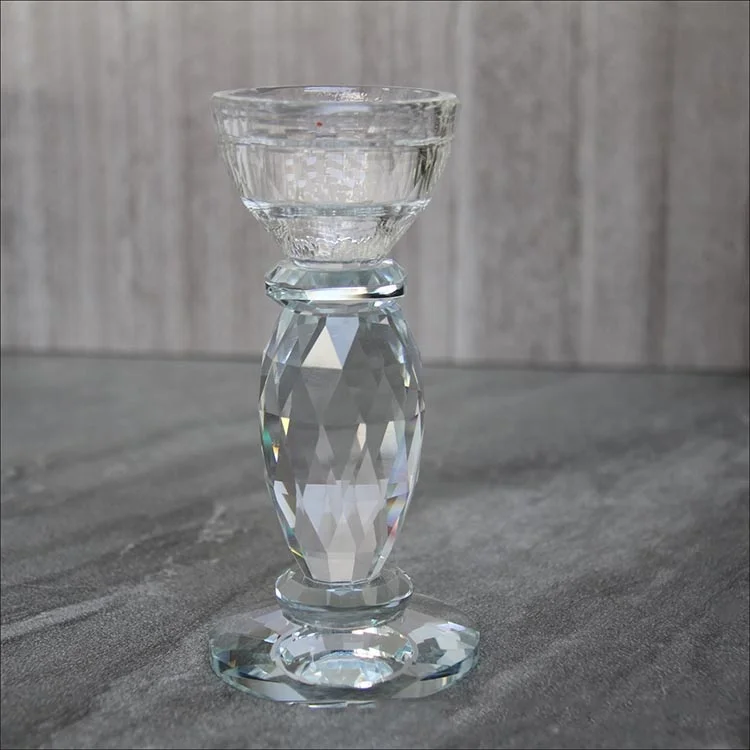 Wholesale Retro Simple Creative Transparent Clear Glass Crystal Candle Holder for Candles