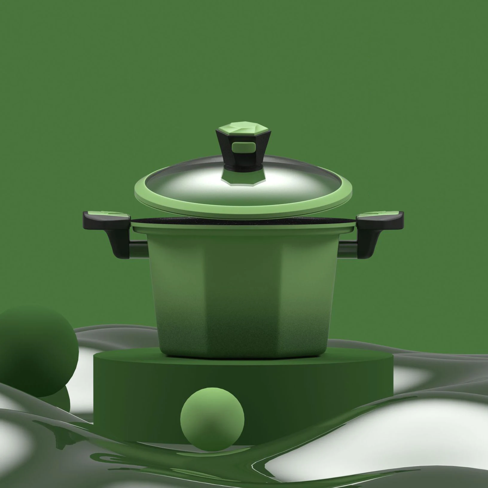 Micro Pressure Pot Maifan Stone Non Stick Cast Iron Soup Octagonal Pot With Silicone Lid