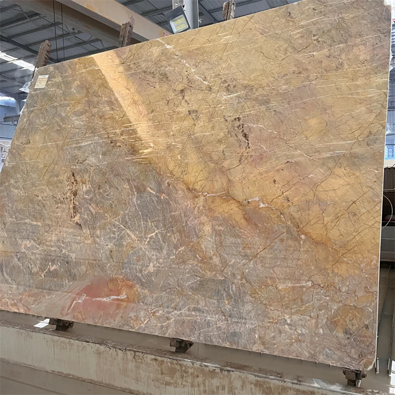 product high quality natural golden rose beige marble slabs wall tiles for home customized designs beige marble slab-2