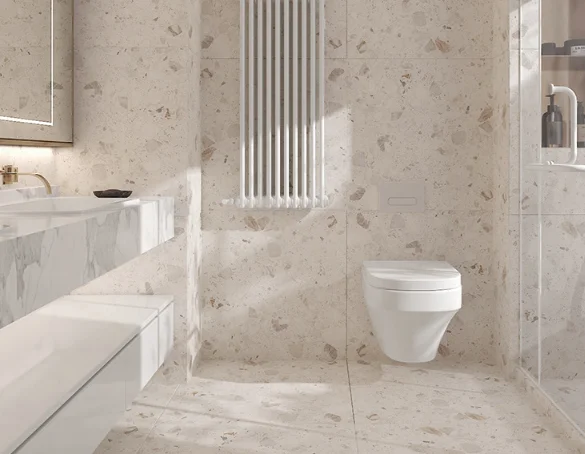 YDSTONE Modern Rose Beige Artificial Marble Tiles Cut-to-Size for Villa Exterior Staircase Wall Hotels Floors Bathrooms Malls