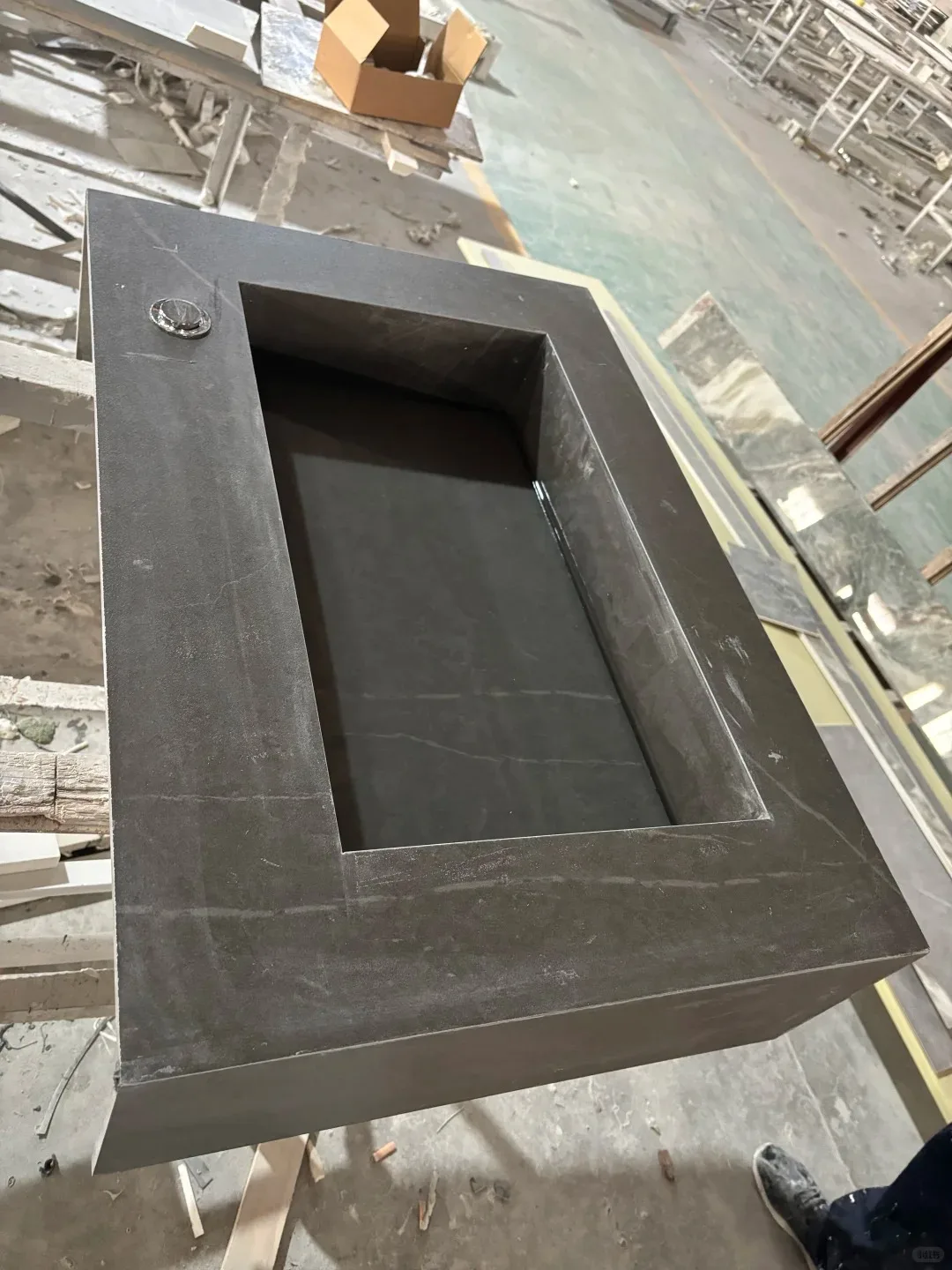 product modern elegant polished travertine integrated basin sink waterproof feature for villas bathroom and shower room-3