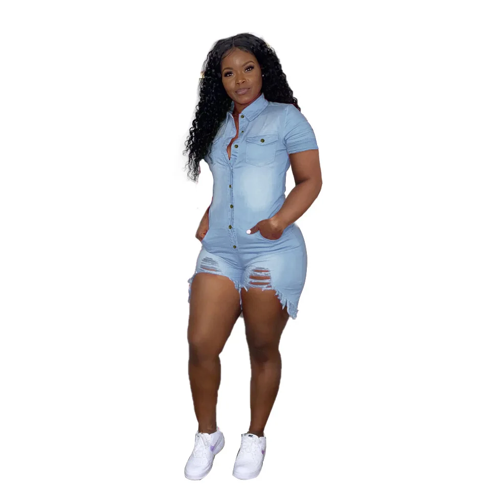 Ladies 2021 Summer Jean Romper Clothing 