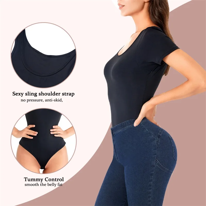 Wholesale Women Plus Size Full Body Shoulder Tummy Control Shaper Underwear Seamless Waist Trainer Thong Bodysuit Shapewear