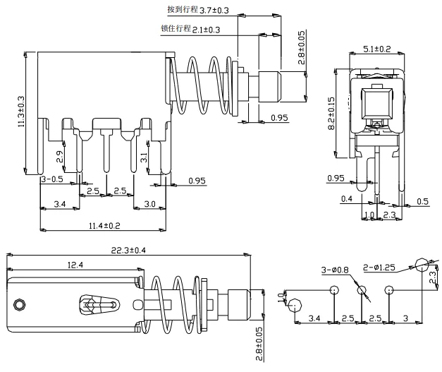 Latching Locking PCB Push Button Switches 3 Pin Spdt Straight Key Push ...