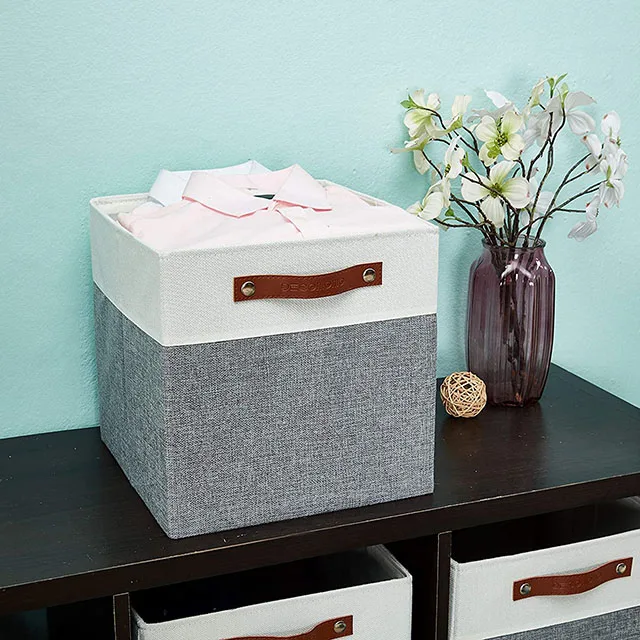 Foldable Storage Cubes Collapsible Sturdy Fabric Storage Box Basket ...