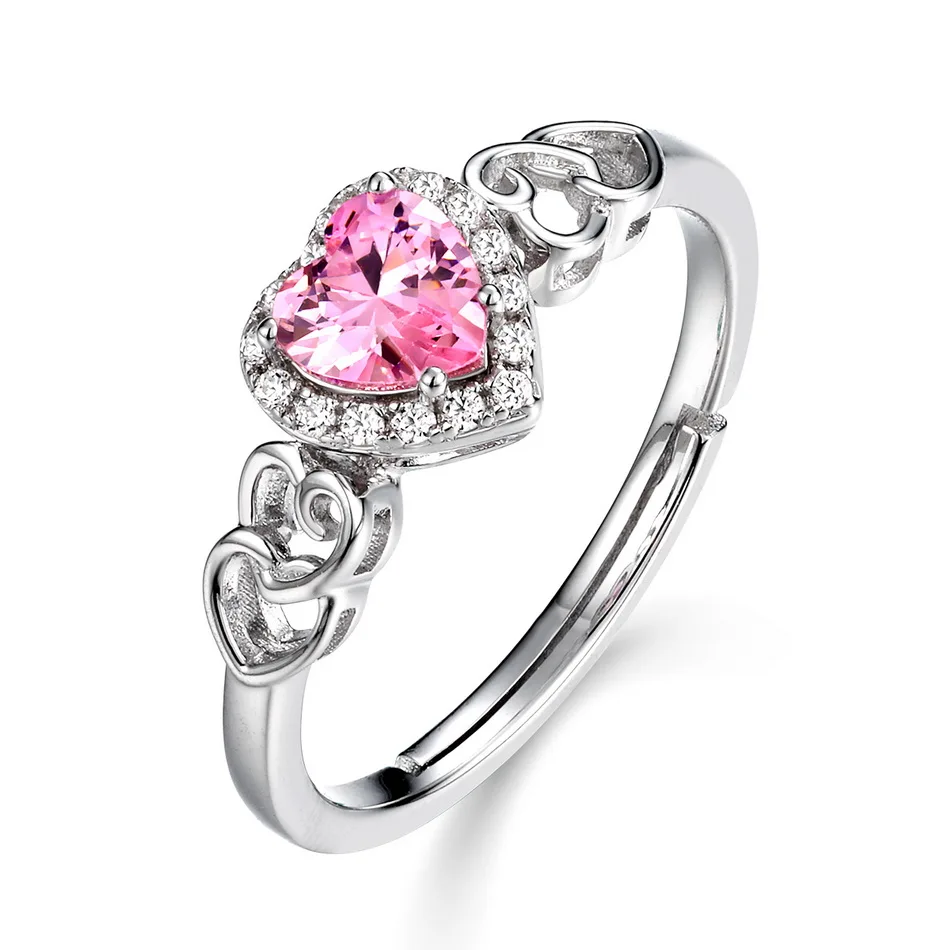 Gemstone Pink Heart Spinel Rings Side 