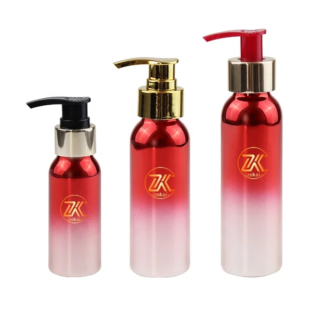 Luxury Custom Electroplated Gradient Color Hand Wash Package Aluminium Shampoo Bottle For Body Lotion 120ml