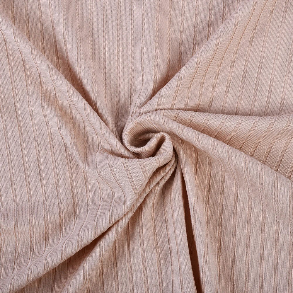 Wholesale Custom Color 8*3 DTY Spandex Ribbed Fabric 100% Polyester Printed for Women's Dress and Sweater for Girls