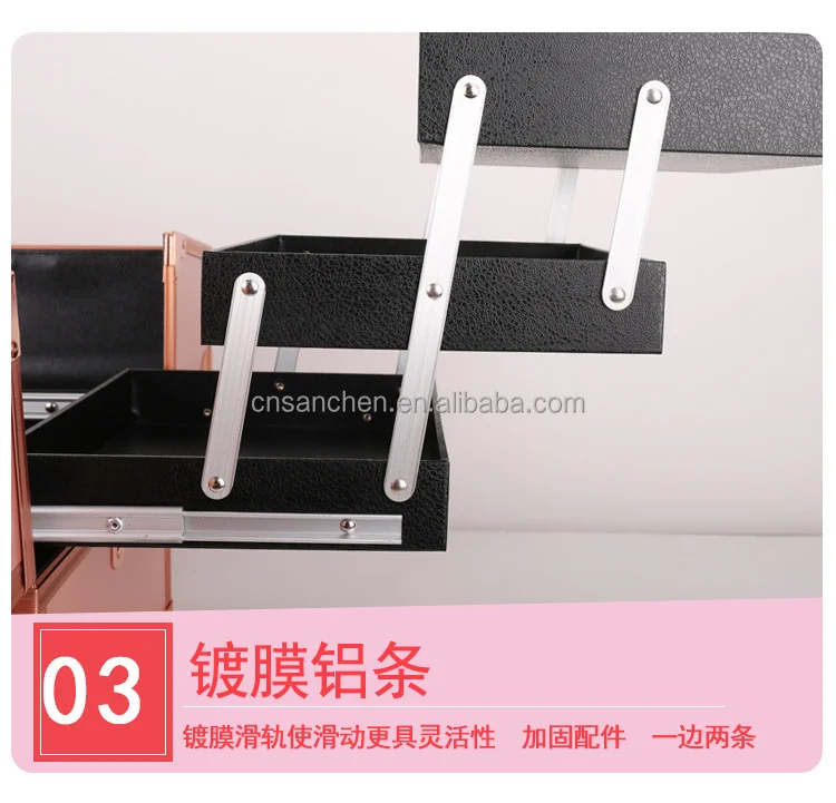 Pull rod cosmetic box aluminum alloy one-way wheel storage box with cosmetic and hairdressing toolbox