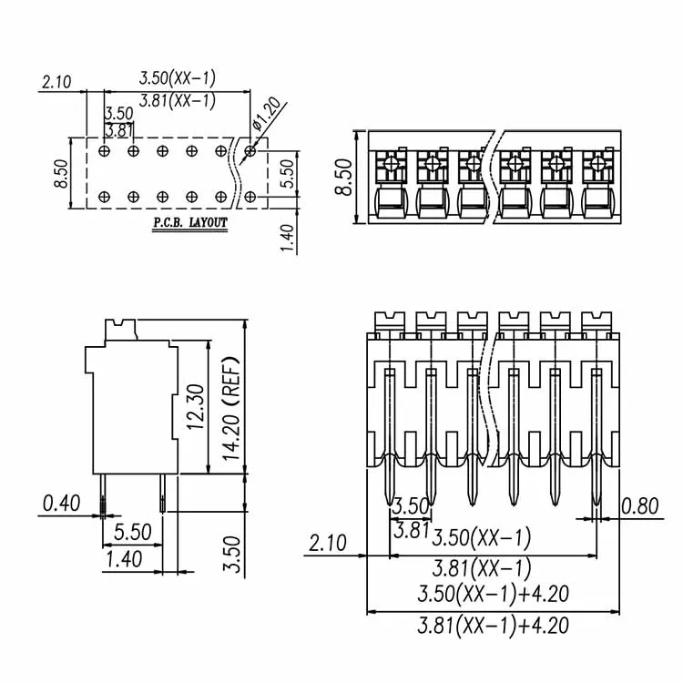 3.5mm Spring Terminal Connector Phoenix PCB Terminal Block DG212V/SPT1 ...