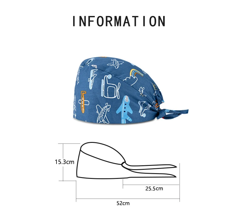 Custom logo Surgical Cap Straps With Buckle Surgical Oral Dental Work Cap Cotton Printed Nurse Cap