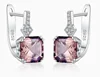 White earrings purple stone
