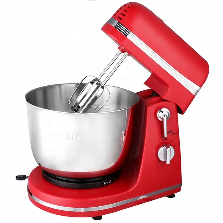 Ovente 3.7 qt. Red Electric Stand Mixer, 300 Watts, with 6 Speed