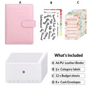 Best Price PU Leather Budget Planner Notebook Money Saving Loose-leaf Binder A6 Budget Binder with Cash Envelopes