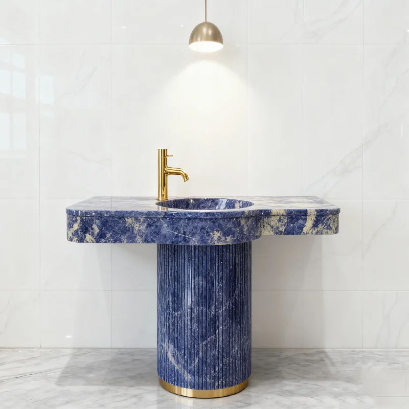 Natural Stone Victoria Blue Marble Modern Sink for Hotel Bathroom Exterior