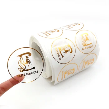 Custom Round Clear Printing Rose Gold Foil Vinyl Sticker Transparent Logo Packaging Label Roll