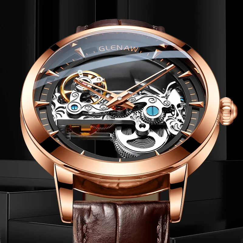 Orologio da polso meccanico a scheletro quadrato Italia