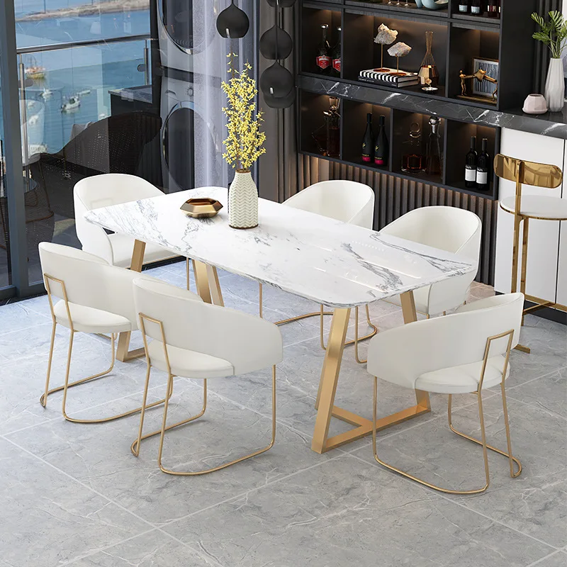 Metal Frame Kitchen Dinning 6 Chair Room Furniture Dining Table Modern Metal 1 Set Dining Table With 6 Chair Buy Dining Table Set 6 Chair Room Furniture 1 Set Dining Table With Chair