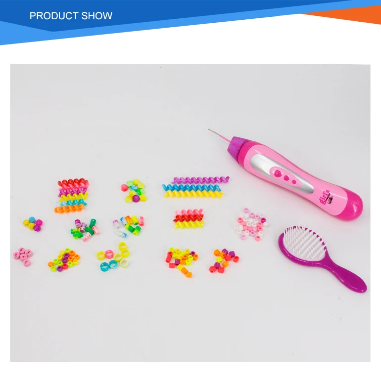 2 in 1 Hair Accessories DIY Toys for Kids Braiding Beads Set Braider