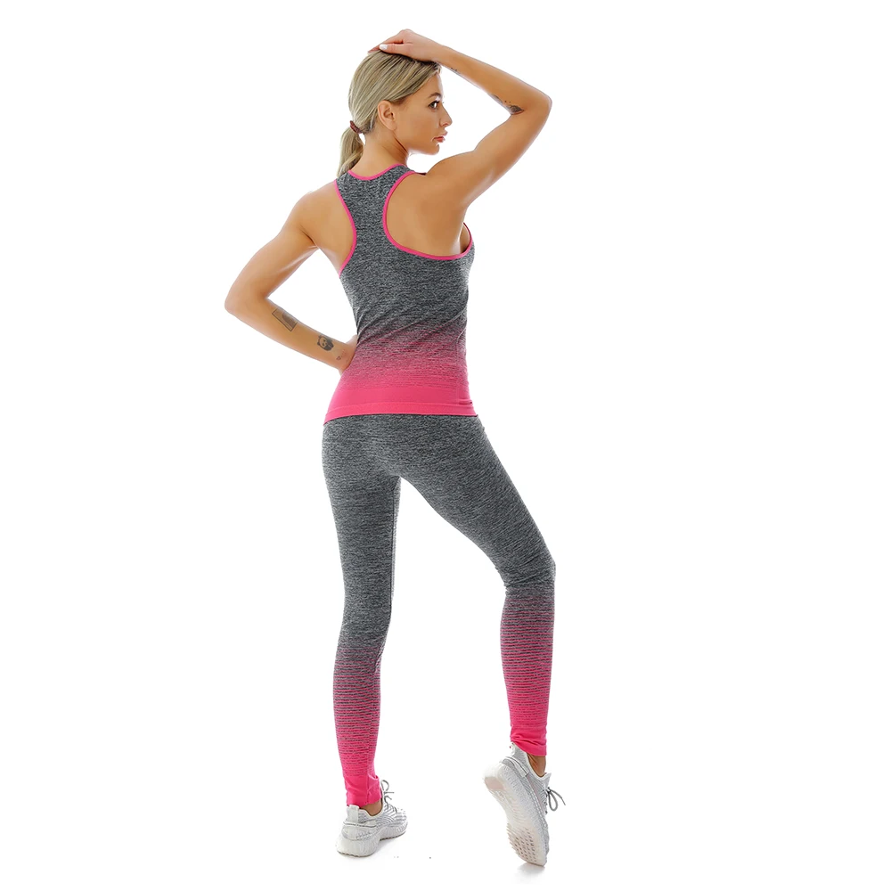 Women Seamless Ombre Fitness Gym Yoga Wear Sets Sports Clothes Workout