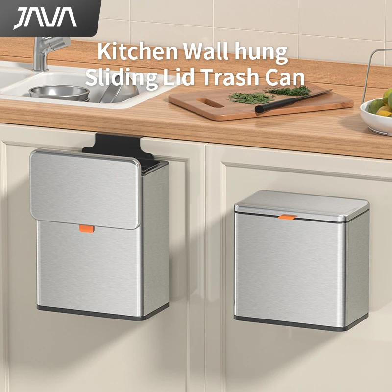 Java Wholesale 5L Wall Mounted Space Saving Stainless Steel Garbage Can Kitchen Waste Bin