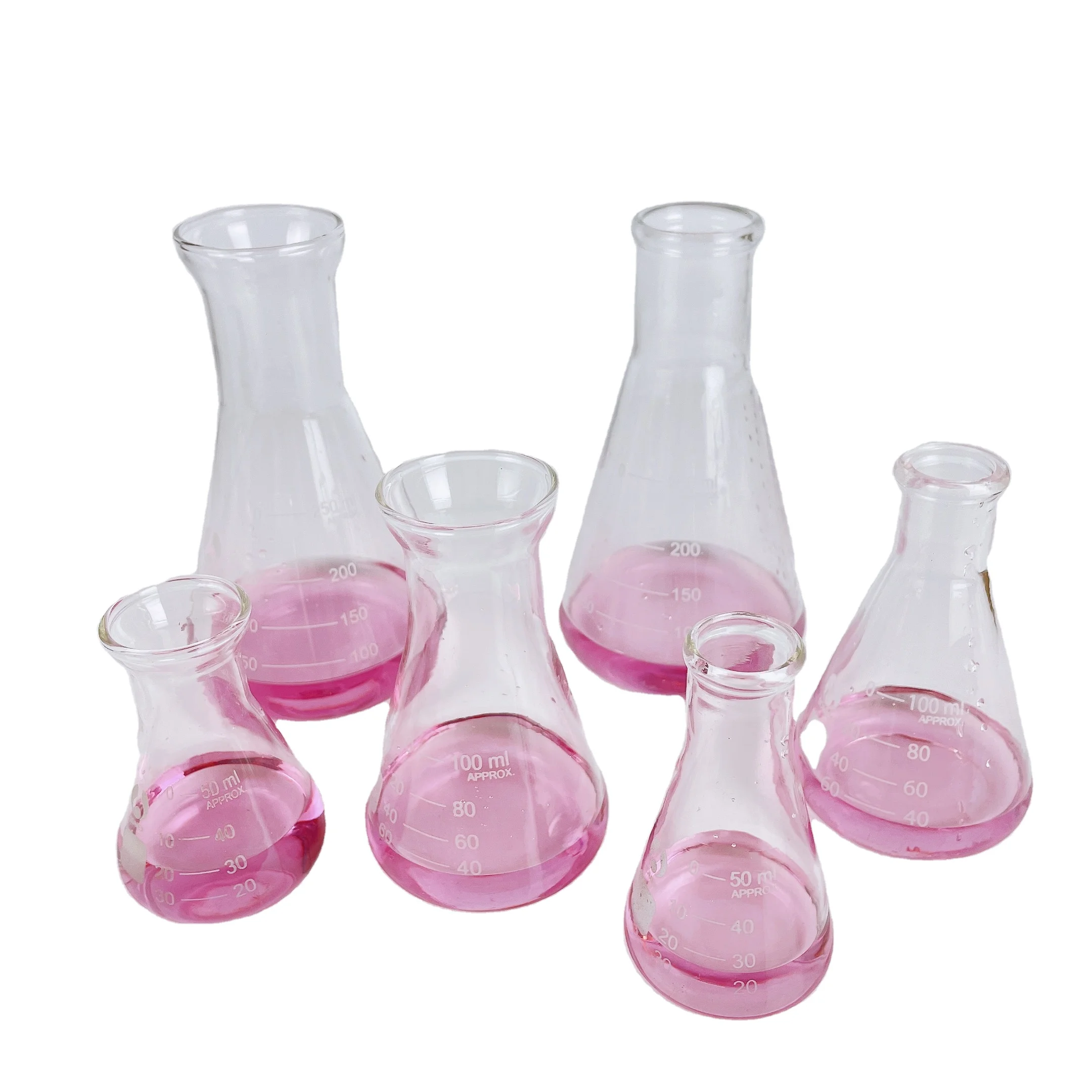 Lab Glassware 50 100 250ML Transparent Conical Flask Glass Scientific Equipment Chemistry Supplies