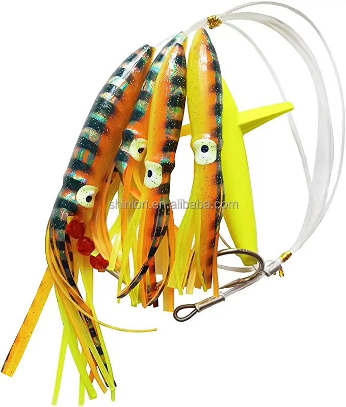 Ballyhoo Strip Fishing Holographic Dredge Bar Teaser 24in 6 Arms 13