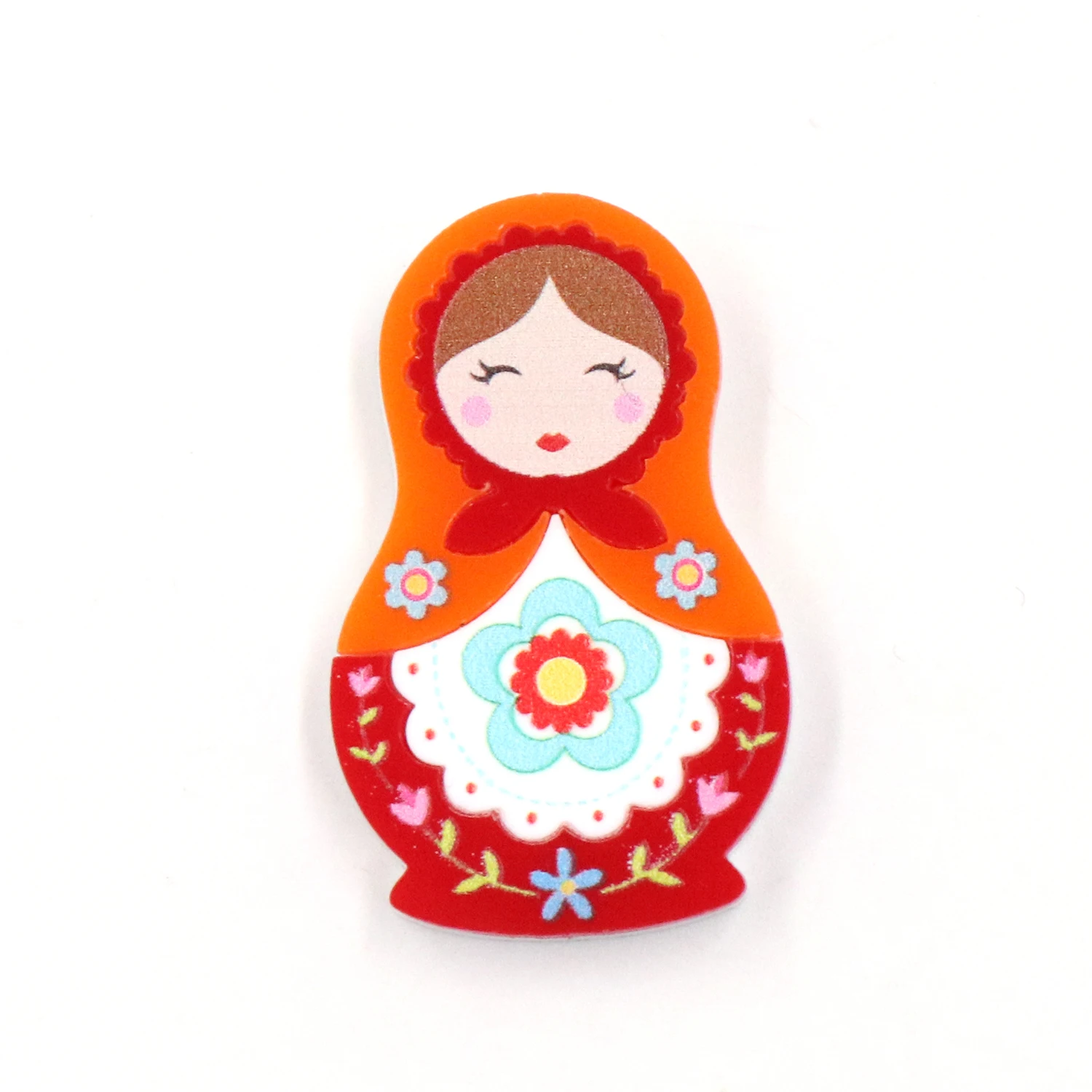 MD133BH1066 1pcs New Arrival Matryoshka doll Brooch (Safety Pin) cute Laser Cut Acrylic Jewelry Handmade Brooches