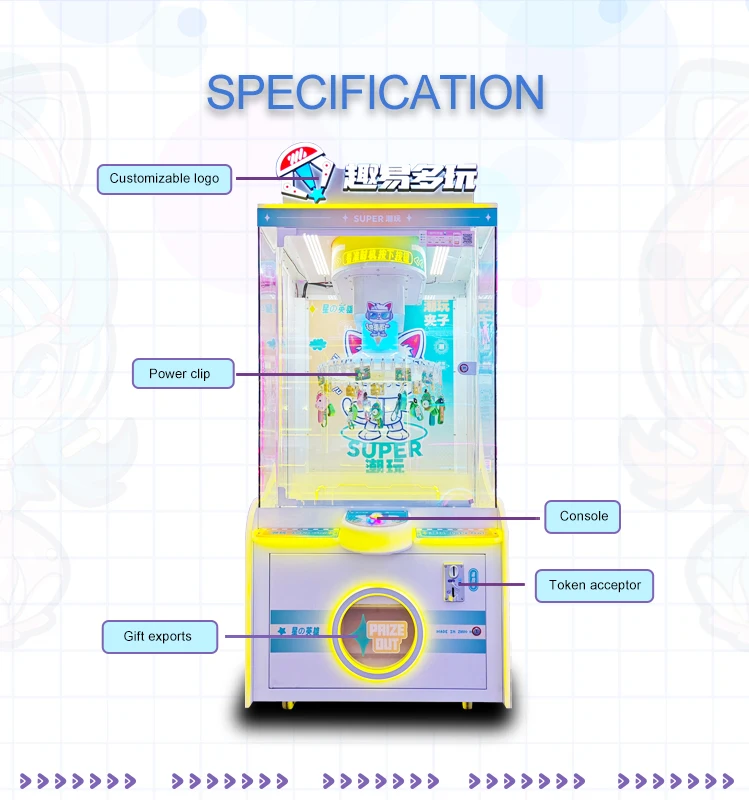 Coin Operated Gift Game Machine Spins Clip Sticker Card Game Machine Clip Prize Machine