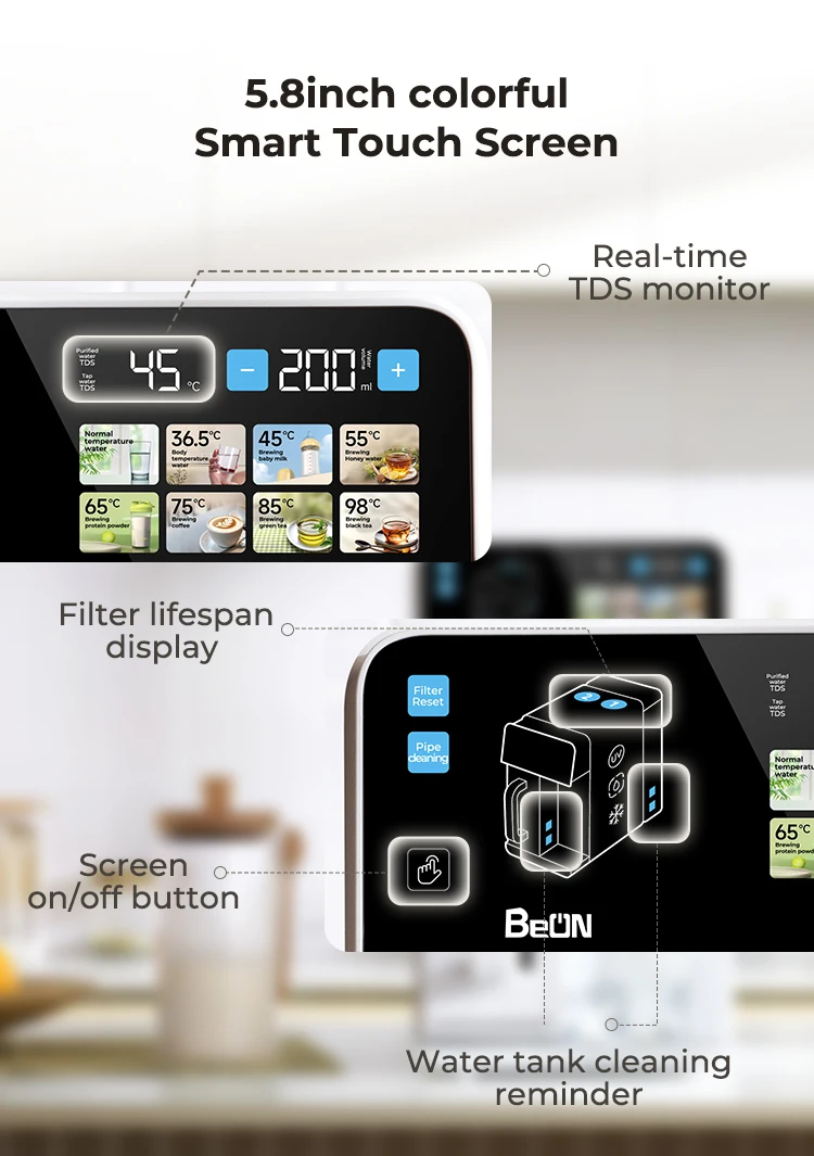 Smart Touch Screen Desktop Instant Hot Water Dispensers Purifier with Filter