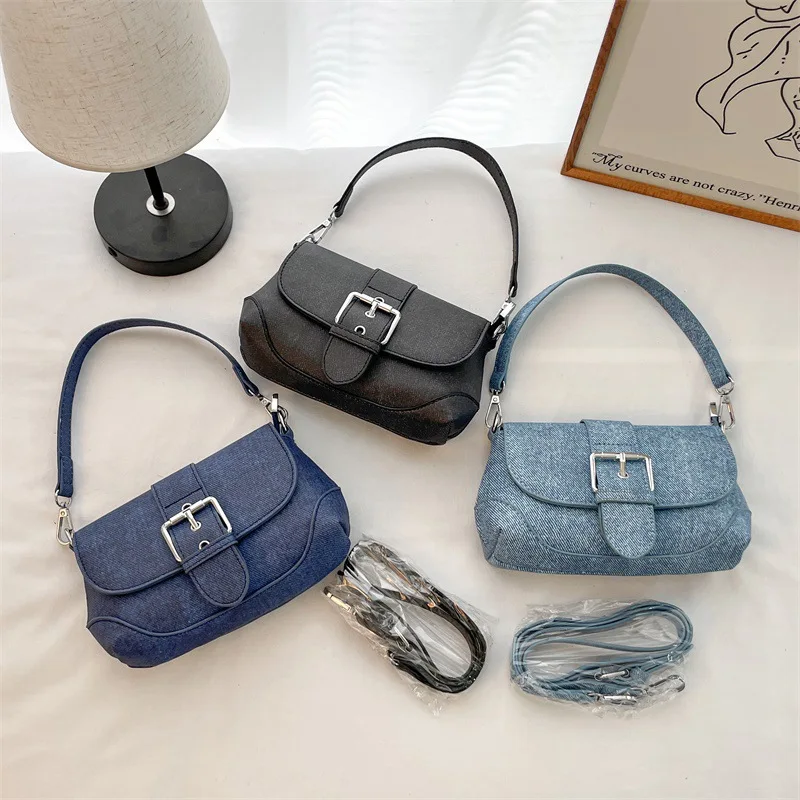 Spring 2024 Popular Vintage Denim Crossbody Single Shoulder Bag High   Ha9a39c578b1f4fb1b2934fe23c7c702fT 