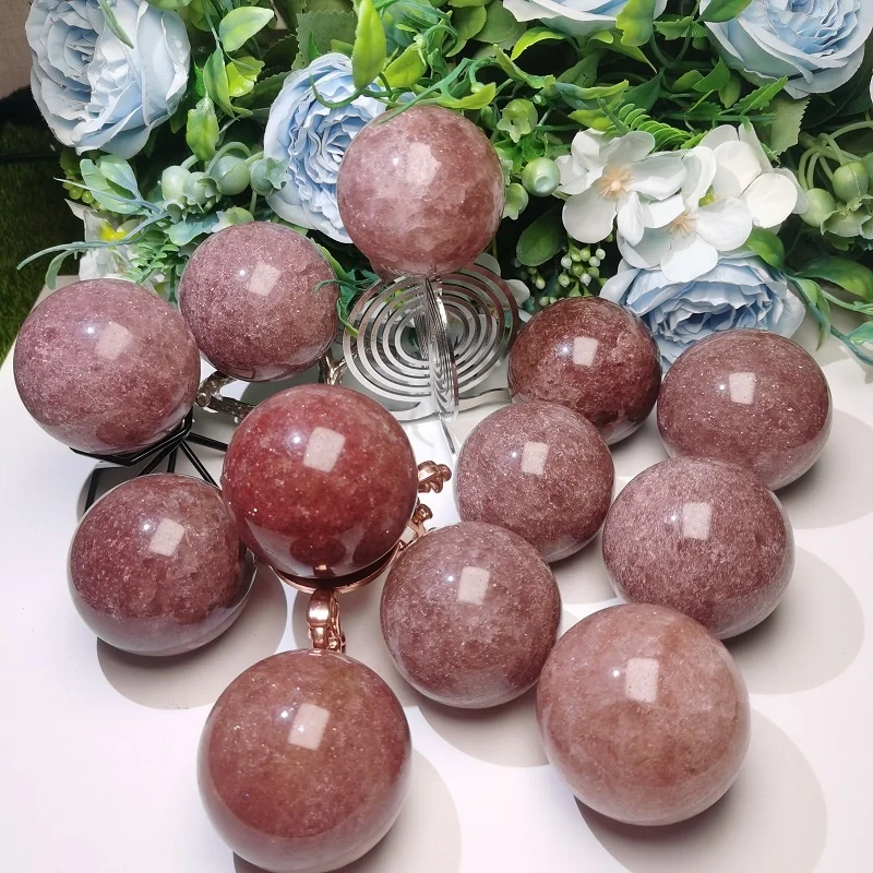 Factory Cheap Price Healing Stone Ball Natural Crystals Strawberry Quartz Sphere